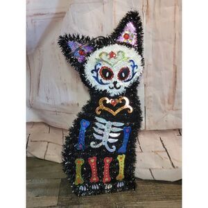 Halloween day of the dead cat sign decor